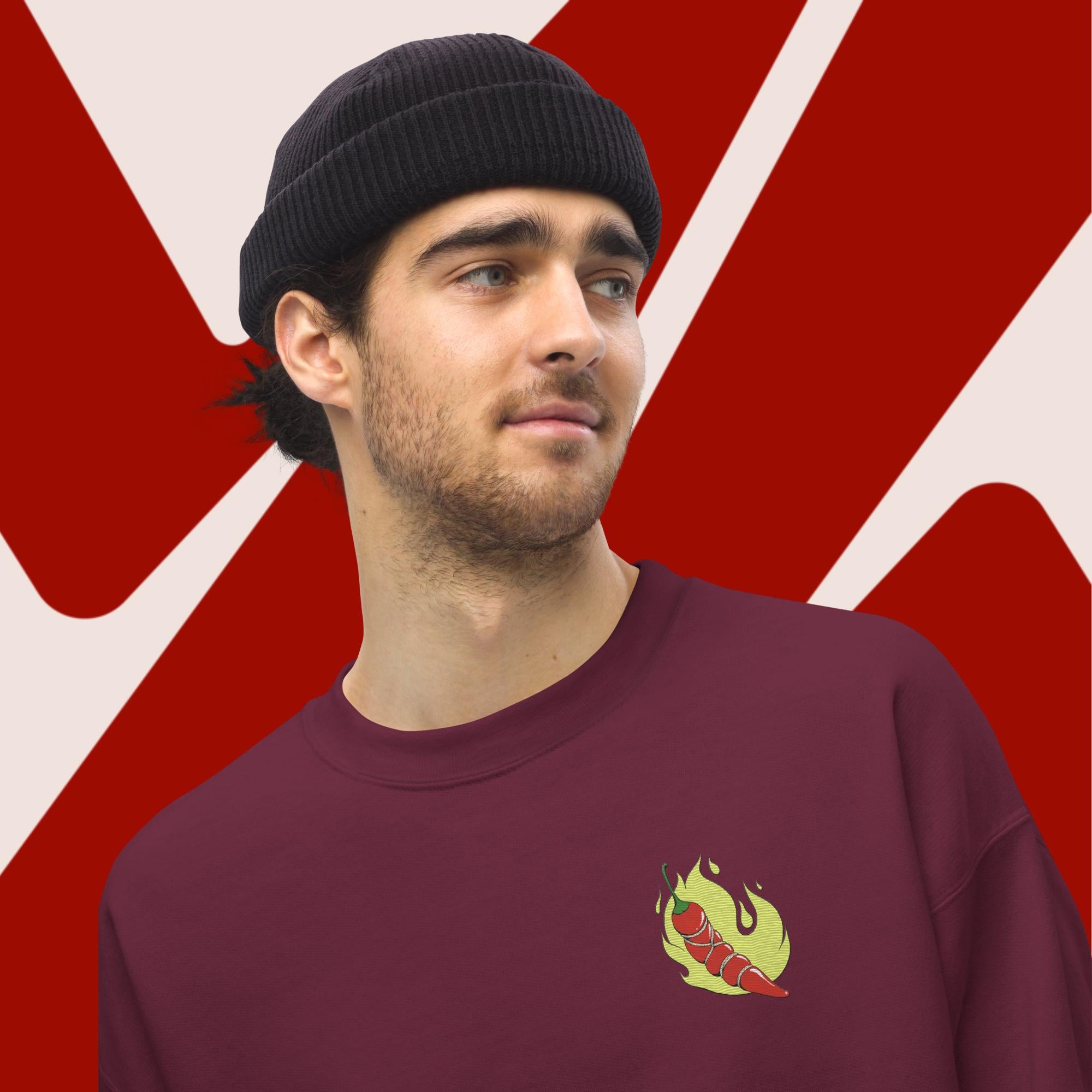 Felpa con Collo Rotondo WYYLDE Unisex - Bordeaux - Illustrazione Iconica